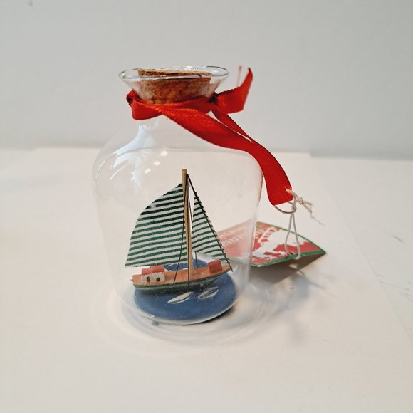 Dennis East Sailboat in a Bottle - Cork Ornament ~ Nice! - Picture 2 of 5